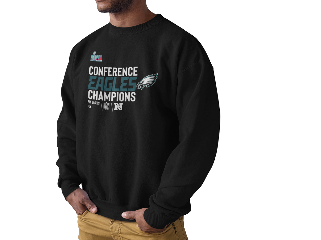 Roo Official LLC Eagles NFC Champions Tshirt - Hoodie - Crewneck Sweatshirt Black / 3XL Adult Crewneck