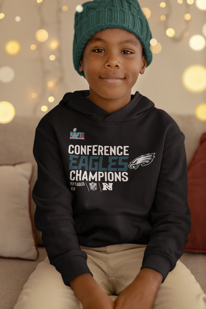 Roo Official LLC Eagles NFC Champions Tshirt - Hoodie - Crewneck Sweatshirt Black / XL Youth Crewneck