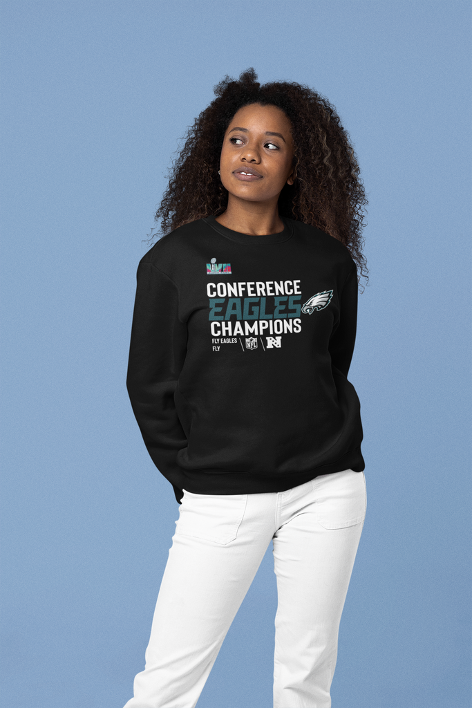 Roo Official LLC Eagles NFC Champions Tshirt - Hoodie - Crewneck Sweatshirt Black / XL Youth Crewneck